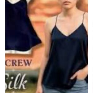 J.Crew Black Racerback Silk Tank Top